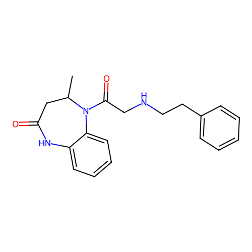 4-methyl-5-[2-(phenethylamino)acetyl]-1,3,4,5-tetrahydro-2H-1,5-benzodiazepin-2-one structure