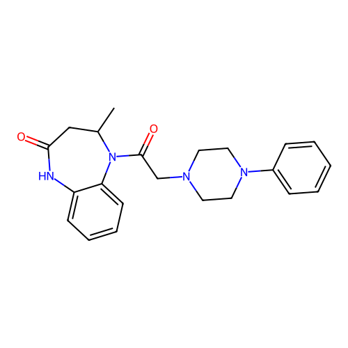 4-methyl-5-[2-(4-phenylpiperazino)acetyl]-1,3,4,5-tetrahydro-2H-1,5-benzodiazepin-2-one structure