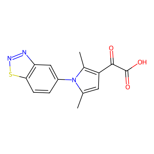 2-[1-(1,2,3-benzothiadiazol-5-yl)-2,5-dimethyl-1H-pyrrol-3-yl]-2-oxoacetic acid structure