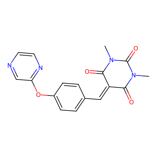 1,3-dimethyl-5-{[4-(2-pyrazinyloxy)phenyl]methylene}-2,4,6(1H,3H,5H)-pyrimidinetrione structure