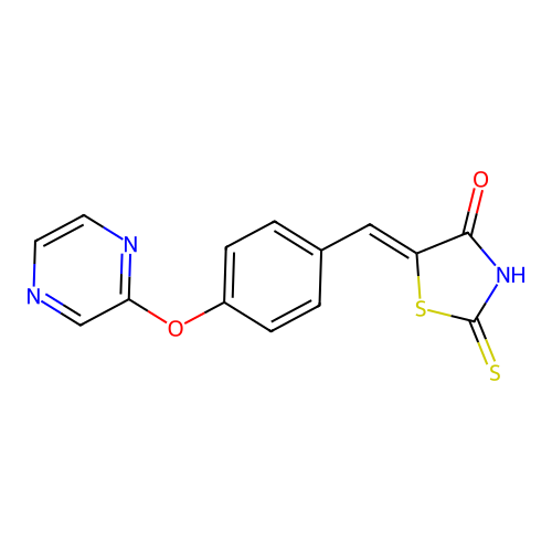 5-[(4-Pyrazin-2-yloxyphenyl)methylidene]-2-sulfanylidene-1,3-thiazolidin-4-one structure
