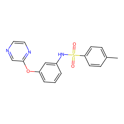 4-methyl-N-[3-(2-pyrazinyloxy)phenyl]benzenesulfonamide structure