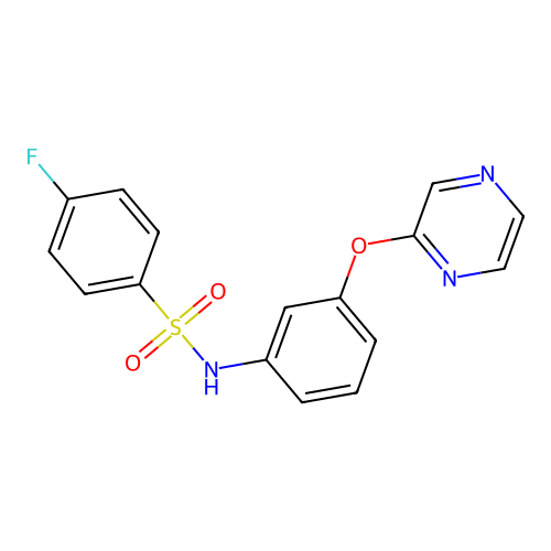 4-fluoro-N-[3-(2-pyrazinyloxy)phenyl]benzenesulfonamide structure