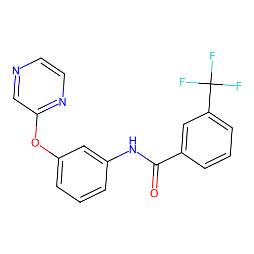 N-[3-(2-pyrazinyloxy)phenyl]-3-(trifluoromethyl)benzenecarboxamide structure