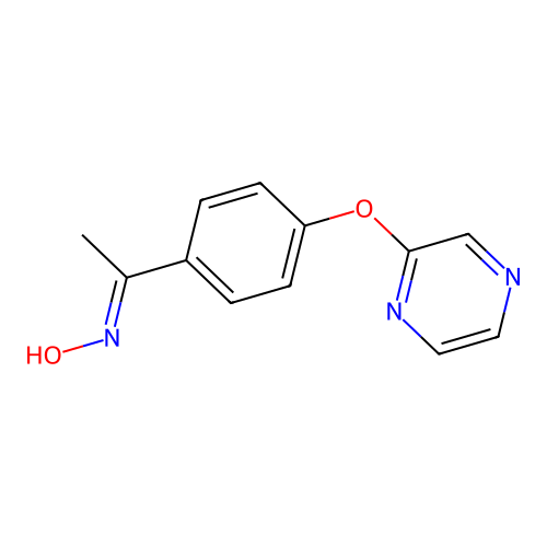 N-[1-(4-pyrazin-2-yloxyphenyl)ethylidene]hydroxylamine structure