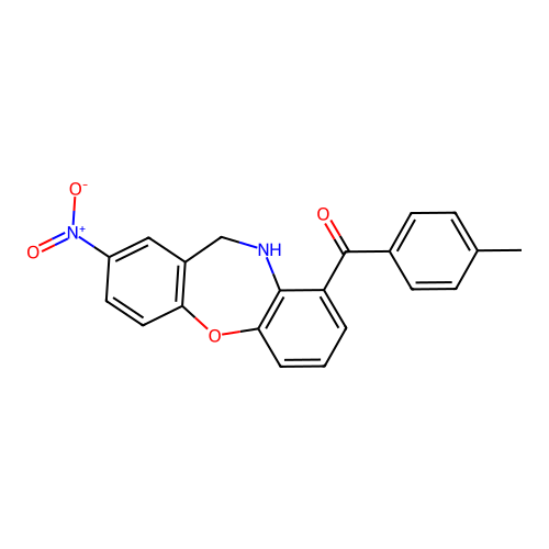(4-Methylphenyl)(2-nitro-10,11-dihydrodibenzo[b,f][1,4]oxazepin-9-yl)methanone structure