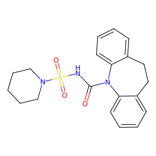 N-piperidin-1-ylsulfonyl-5,6-dihydrobenzo[b][1]benzazepine-11-carboxamide structure