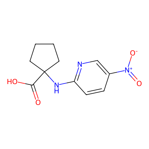 1-[(5-Nitro-2-pyridinyl)amino]cyclopentanecarboxylic acid structure