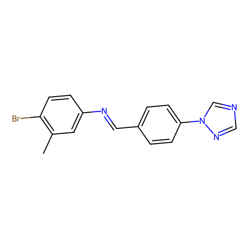 N-(4-bromo-3-methylphenyl)-N-{(E)-[4-(1H-1,2,4-triazol-1-yl)phenyl]methylidene}amine structure