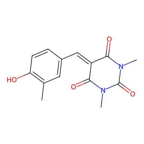 5-[(4-hydroxy-3-methylphenyl)methylidene]-1,3-dimethyl-1,3-diazinane-2,4,6-trione structure