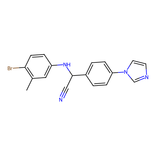 2-(4-bromo-3-methylanilino)-2-[4-(1H-imidazol-1-yl)phenyl]acetonitrile structure