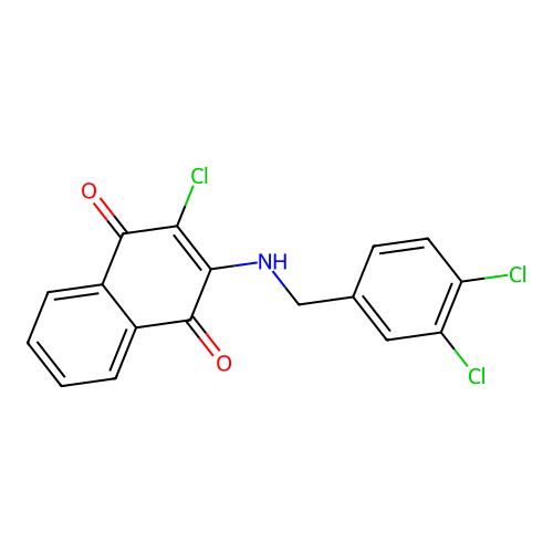 2-Chloro-3-[(3,4-dichlorobenzyl)amino]naphthoquinone structure