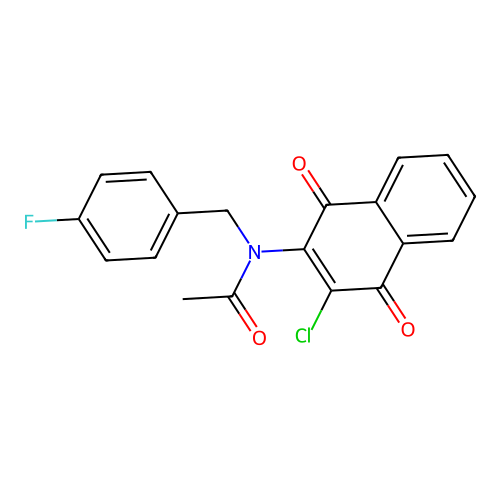N-(3-chloro-1,4-dioxo-1,4-dihydro-2-naphthalenyl)-N-(4-fluorobenzyl)acetamide structure