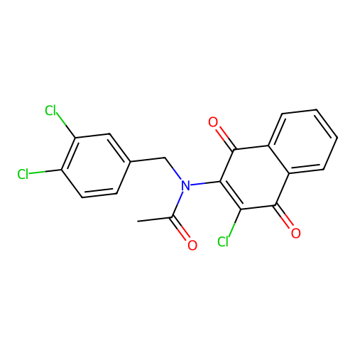 N-(3-chloro-1,4-dioxonaphthalen-2-yl)-N-[(3,4-dichlorophenyl)methyl]acetamide structure