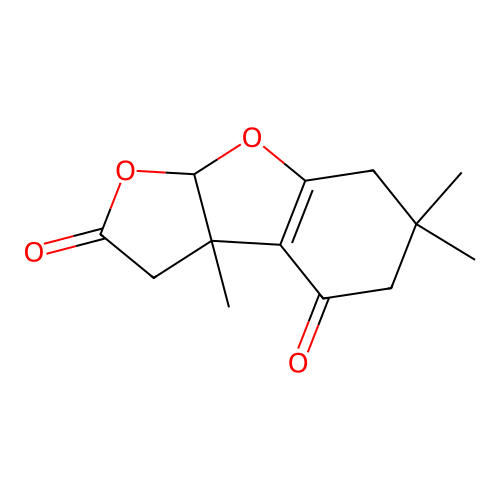 3a,6,6-trimethyl-3a,6,7,8a-tetrahydrofuro[2,3-b][1]benzofuran-2,4(3H,5H)-dione structure