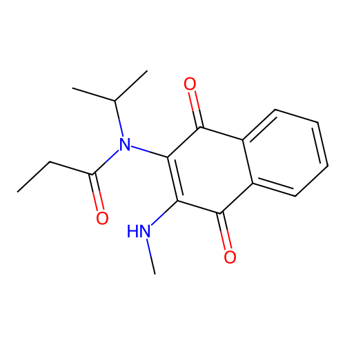 N-isopropyl-N-[3-(methylamino)-1,4-dioxo-1,4-dihydro-2-naphthalenyl]propanamide structure