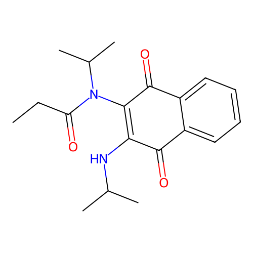 N-isopropyl-N-[3-(isopropylamino)-1,4-dioxo-1,4-dihydro-2-naphthalenyl]propanamide structure
