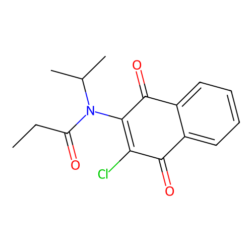 N-(3-chloro-1,4-dioxo-1,4-dihydro-2-naphthalenyl)-N-isopropylpropanamide structure