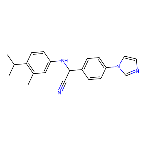 2-[4-(1H-imidazol-1-yl)phenyl]-2-(4-isopropyl-3-methylanilino)acetonitrile structure