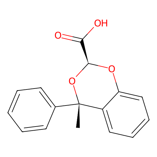 1,3-Benzodioxan-2-carboxylic acid, 4-methyl-4-phenyl-, (E)- structure
