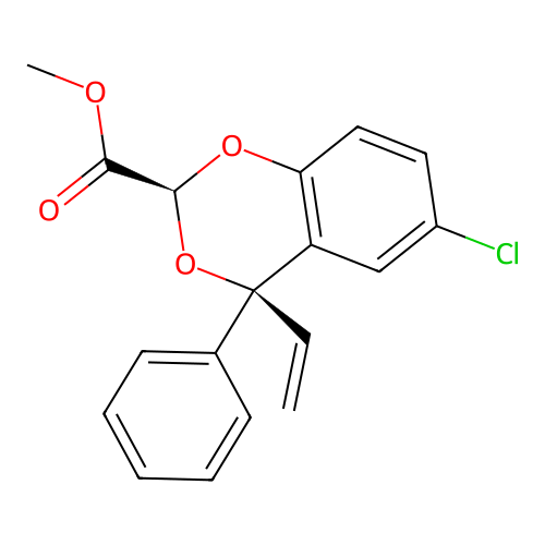 1,3-Benzodioxan-2-carboxylic acid, 6-chloro-4-phenyl-4-vinyl-, methyl ester, (E)- structure