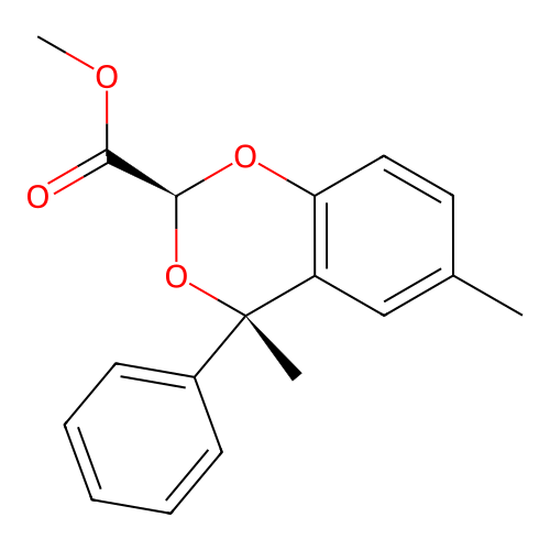 1,3-Benzodioxan-2-carboxylic acid, 4,6-dimethyl-4-phenyl-, methyl ester, (E)- structure