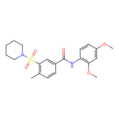 N-(2,4-dimethoxyphenyl)-4-methyl-3-(piperidin-1-ylsulfonyl)benzamide structure
