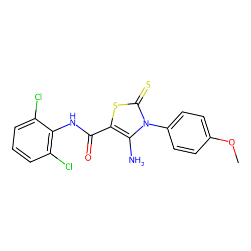 4-amino-N-(2,6-dichlorophenyl)-3-(4-methoxyphenyl)-2-sulfanylidene-1,3-thiazole-5-carboxamide structure