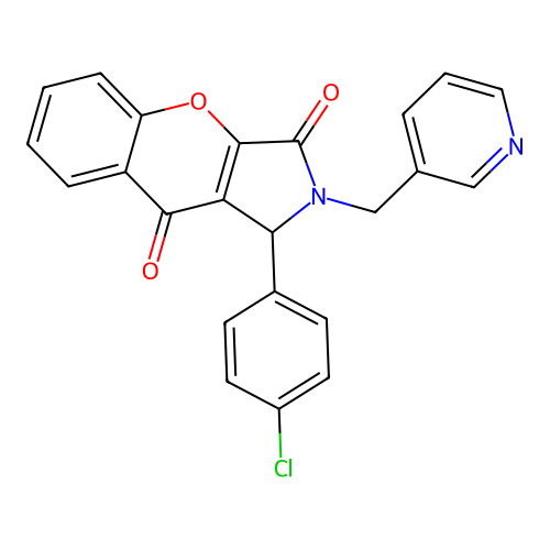 1-(4-chlorophenyl)-2-(pyridin-3-ylmethyl)-1,2-dihydrochromeno[2,3-c]pyrrole-3,9-dione structure