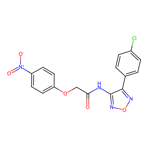 N-(4-(4-chlorophenyl)-1,2,5-oxadiazol-3-yl)-2-(4-nitrophenoxy)acetamide structure