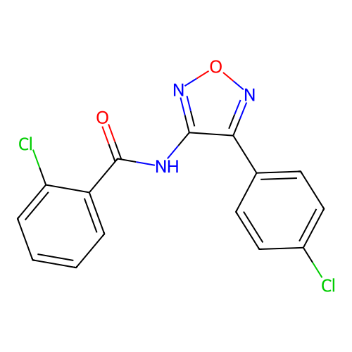 2-chloro-N-[4-(4-chlorophenyl)-1,2,5-oxadiazol-3-yl]benzamide structure