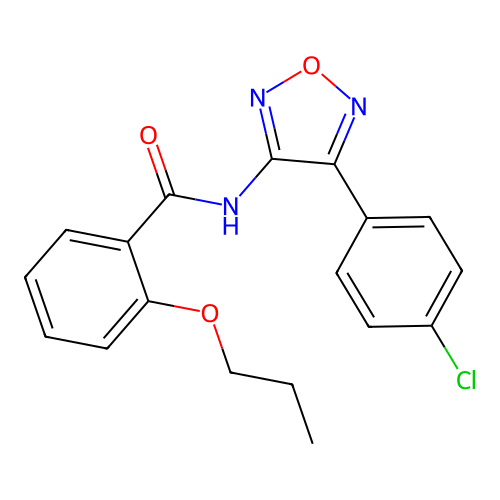 N-[4-(4-chlorophenyl)-1,2,5-oxadiazol-3-yl]-2-propoxybenzamide structure