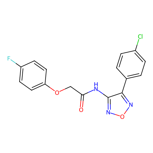 N-[4-(4-chlorophenyl)-1,2,5-oxadiazol-3-yl]-2-(4-fluorophenoxy)acetamide structure