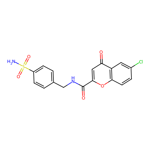 N-[4-(aminosulfonyl)benzyl]-6-chloro-4-oxo-4H-chromene-2-carboxamide structure