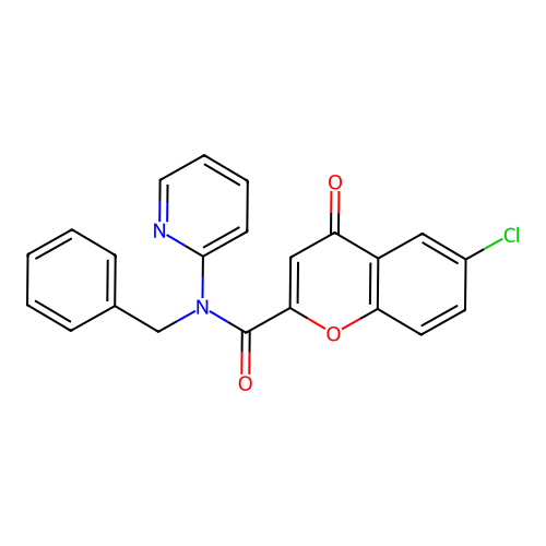 N-benzyl-6-chloro-4-oxo-N-(pyridin-2-yl)-4H-chromene-2-carboxamide structure