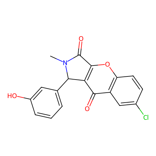 7-chloro-1-(3-hydroxyphenyl)-2-methyl-1,2-dihydrochromeno[2,3-c]pyrrole-3,9-dione structure