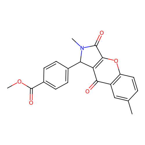methyl 4-(2,7-dimethyl-3,9-dioxo-1,2,3,9-tetrahydrochromeno[2,3-c]pyrrol-1-yl)benzoate structure
