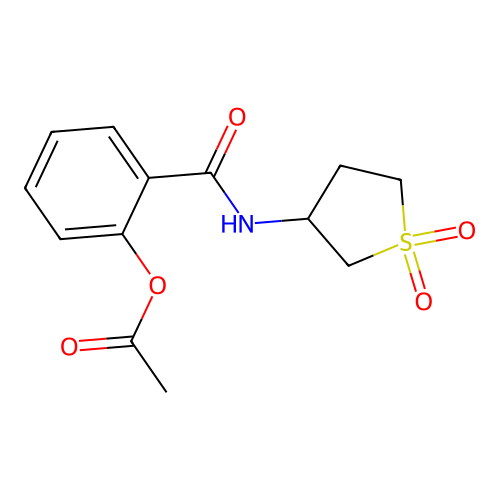 2-[N-(1,1-dioxothiolan-3-yl)carbamoyl]phenyl acetate structure
