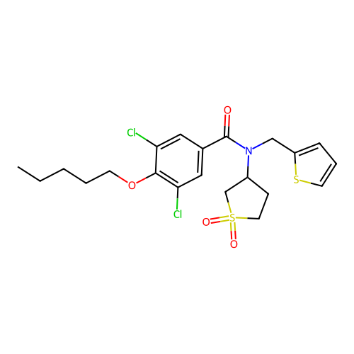 3,5-dichloro-N-(1,1-dioxidotetrahydrothiophen-3-yl)-4-(pentyloxy)-N-(thiophen-2-ylmethyl)benzamide structure