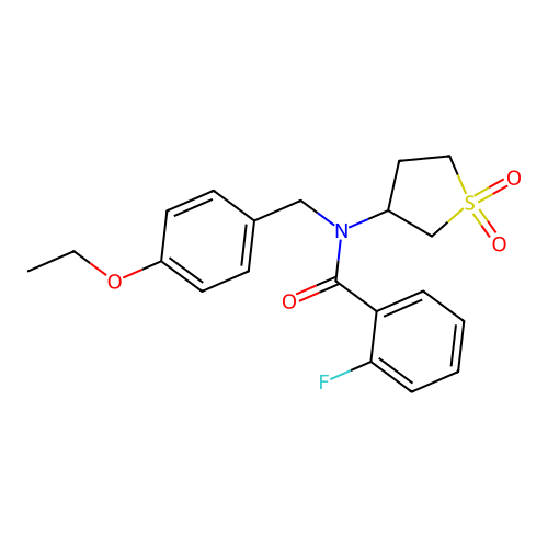 N-(1,1-dioxothiolan-3-yl)-N-[(4-ethoxyphenyl)methyl]-2-fluorobenzamide structure