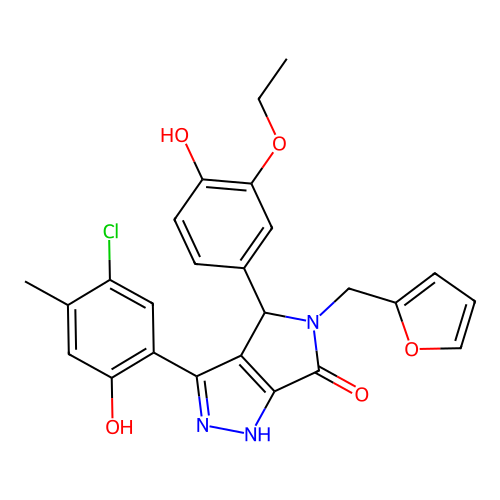 3-(5-chloro-2-hydroxy-4-methylphenyl)-4-(3-ethoxy-4-hydroxyphenyl)-5-(furan-2-ylmethyl)-4,5-dihydropyrrolo[3,4-c]pyrazol-6(2H)-one structure