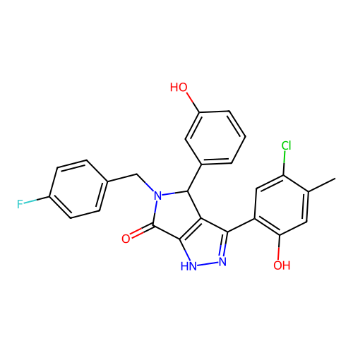 3-(5-chloro-2-hydroxy-4-methylphenyl)-5-(4-fluorobenzyl)-4-(3-hydroxyphenyl)-4,5-dihydropyrrolo[3,4-c]pyrazol-6(2H)-one structure
