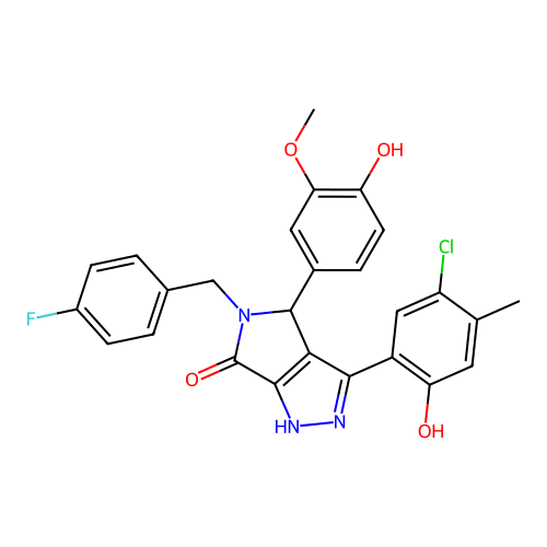 3-(5-chloro-2-hydroxy-4-methylphenyl)-5-(4-fluorobenzyl)-4-(4-hydroxy-3-methoxyphenyl)-4,5-dihydropyrrolo[3,4-c]pyrazol-6(2H)-one structure