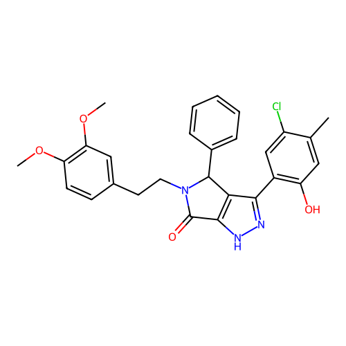 3-(5-chloro-2-hydroxy-4-methylphenyl)-5-[2-(3,4-dimethoxyphenyl)ethyl]-4-phenyl-4,5-dihydropyrrolo[3,4-c]pyrazol-6(2H)-one structure