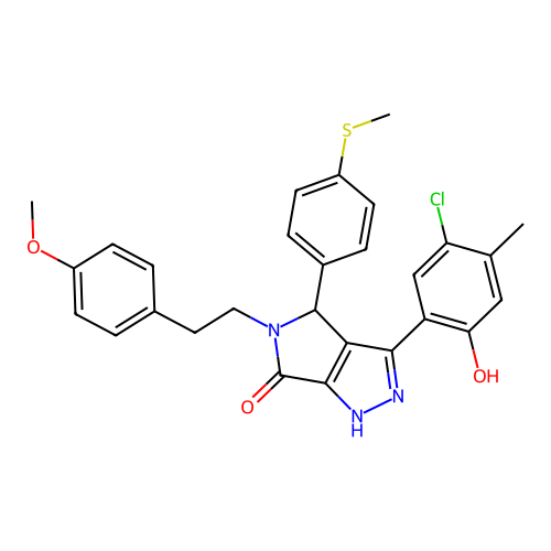 3-(5-chloro-2-hydroxy-4-methylphenyl)-5-[2-(4-methoxyphenyl)ethyl]-4-[4-(methylsulfanyl)phenyl]-4,5-dihydropyrrolo[3,4-c]pyrazol-6(2H)-one structure