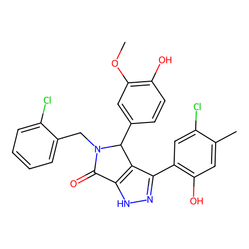 3-(5-Chloro-2-hydroxy-4-methylphenyl)-5-(2-chlorobenzyl)-4-(4-hydroxy-3-methoxyphenyl)-4,5-dihydropyrrolo[3,4-c]pyrazol-6(1H)-one structure