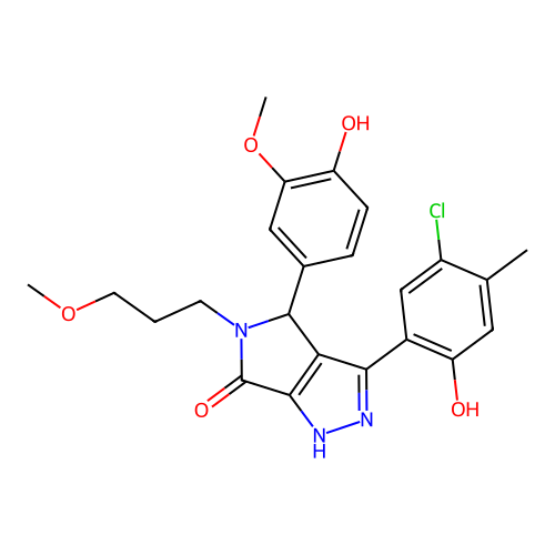 3-(5-chloro-2-hydroxy-4-methylphenyl)-4-(4-hydroxy-3-methoxyphenyl)-5-(3-methoxypropyl)-4,5-dihydropyrrolo[3,4-c]pyrazol-6(2H)-one structure