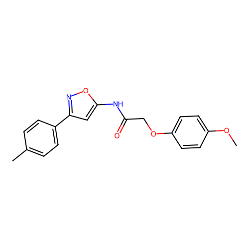2-(4-methoxyphenoxy)-N-[3-(4-methylphenyl)-1,2-oxazol-5-yl]acetamide structure