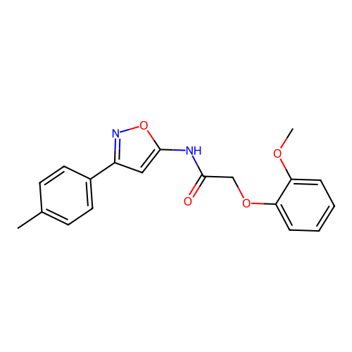 2-(2-methoxyphenoxy)-N-[3-(4-methylphenyl)-1,2-oxazol-5-yl]acetamide structure
