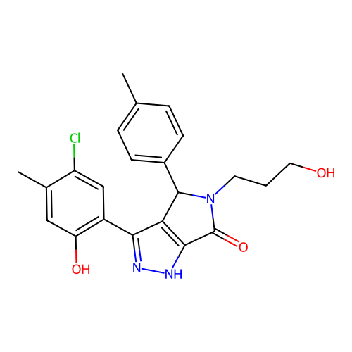 3-(5-chloro-2-hydroxy-4-methylphenyl)-5-(3-hydroxypropyl)-4-(4-methylphenyl)-4,5-dihydropyrrolo[3,4-c]pyrazol-6(2H)-one structure
